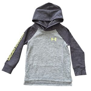 Under Armour Athletic Hoodie Grey Neon Green Youth Size 4 NWOT